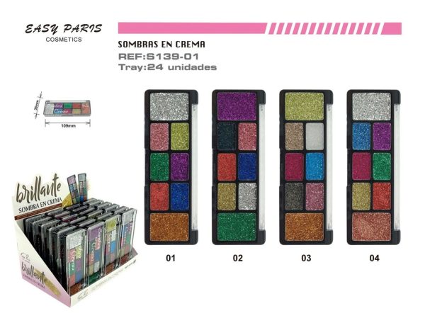 Sombras de ojos en crema 8 colores 24 unidades - Productos de maquillaje