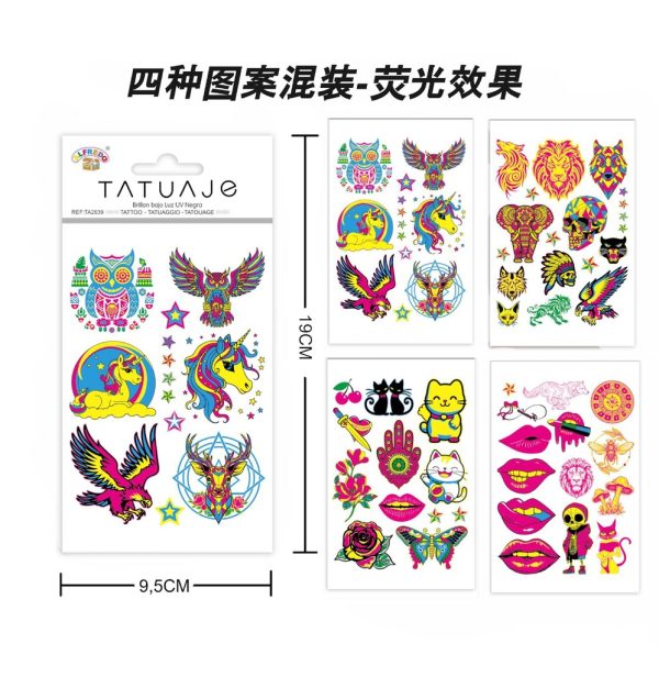 Stickers Tatuajes Color Neón 9.5x19 cm - Adhesivos infantiles - Imagen 2