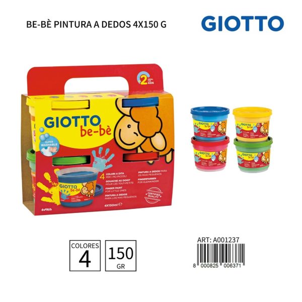 **Pintura de dedos Giotto Be-Bè lavable 4x150g** - Manualidades para niños