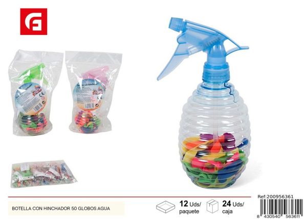 Botella con hinchador para 50 globos de agua - diversión veraniega