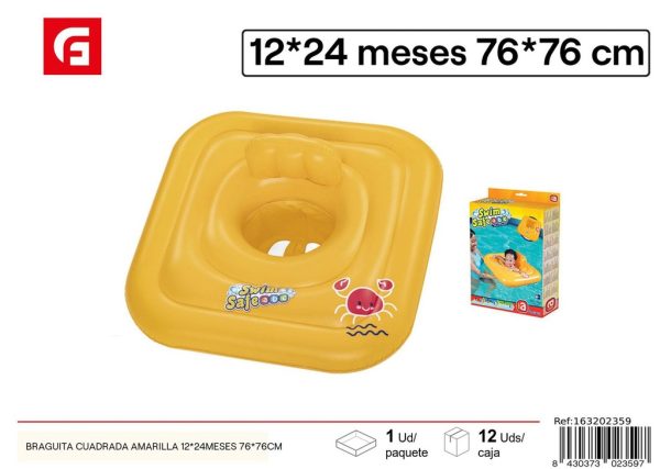 Braguita cuadrada amarilla 12*24 meses 76*76 cm - Diversión acuática para pequeños