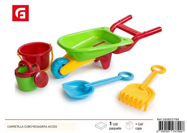 Carretilla cubo + regadera + accesorios - Diversión en la playa