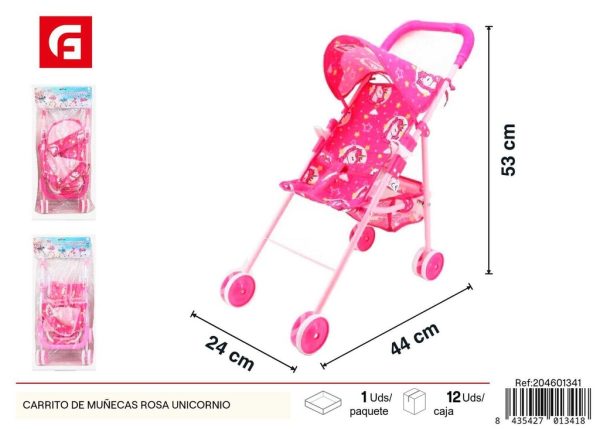 Carrito de muñecas rosa unicornio - Juguetes para bebés