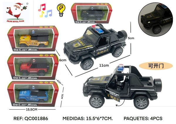 Coche de policía de metal con luz y sonido 1:36 - Juguetes de coches