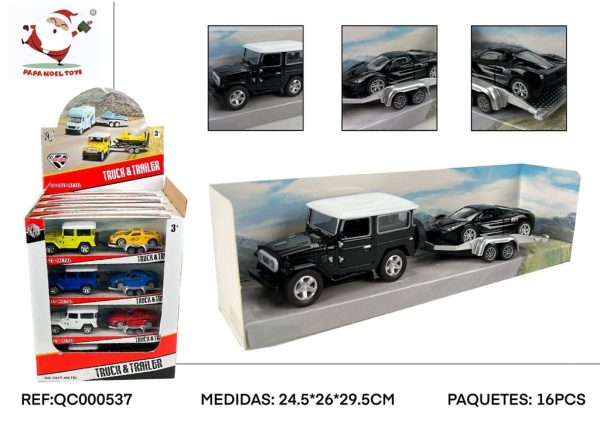 Coche metálico con remolque - Juguete de aventura y exploración