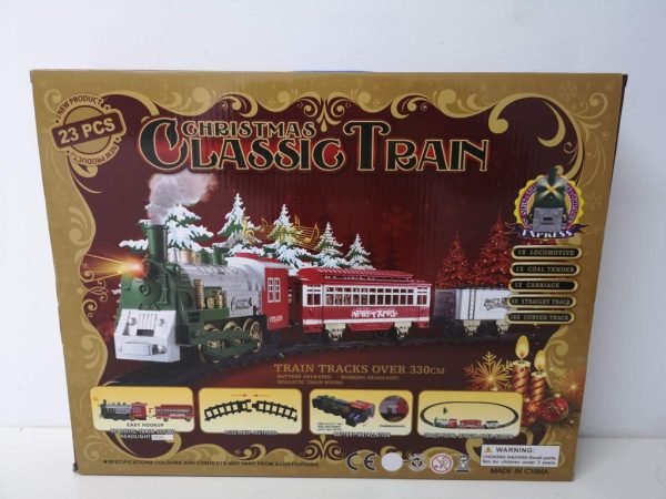 Conjunto de tren eléctrico con luz y sonido 4 pilas AA - Juguete navideño