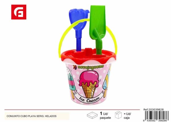 Cubo de playa conjunto serigrafiado Helados - Juguetes de verano divertidos
