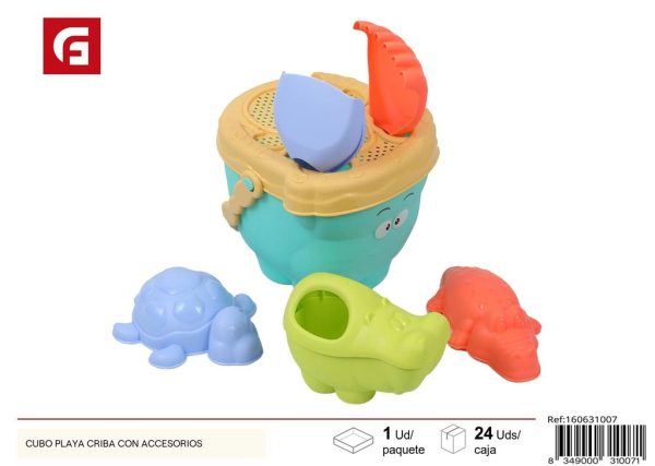 Cubo de playa criba con accesorios - Diversión en la playa