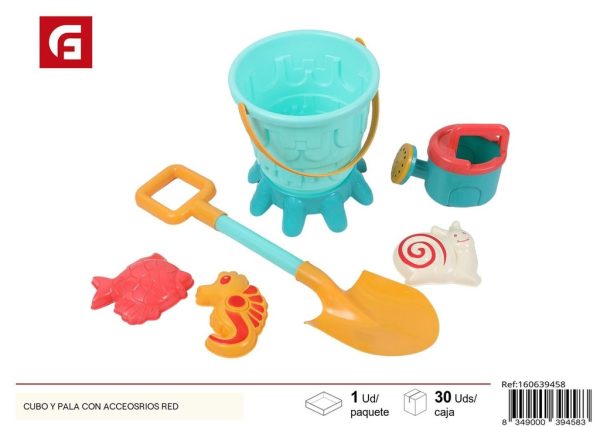 Cubo de playa y pala con accesorios en red - Juguetes y diversión veraniega