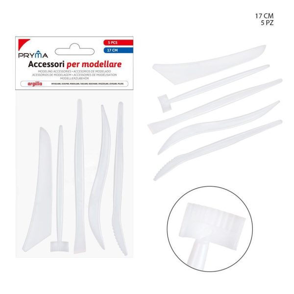 Cuchillos de paletas para pintura al óleo de plástico 5PZ 17CM - Material de pintura
