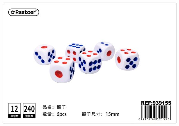 Dado 15 mm 6 pcs - Juegos de mesa y juguetes