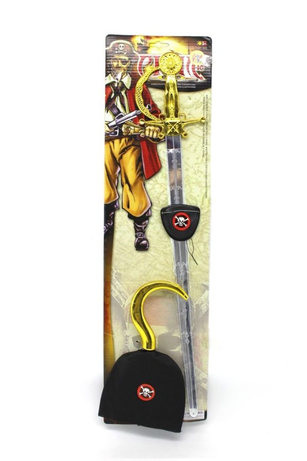 Espada de Piratas con Parche y Garfio 64X18 cm - Juguetes de Carnaval