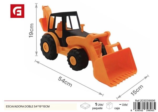 Excavadora doble 54*19*15 cm - Juguete de construcción para niños