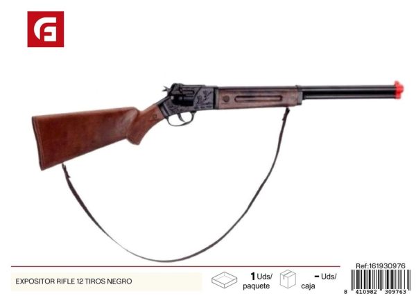 Expositor de rifle 12 tiros negro - Juguetes