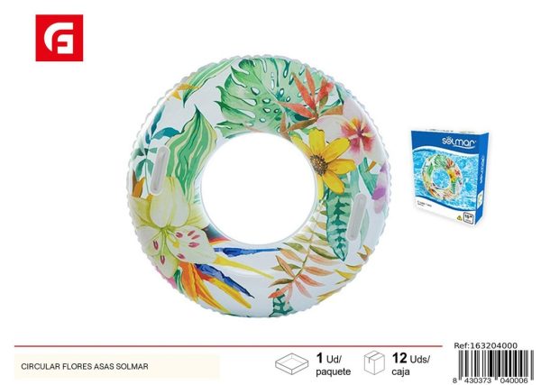 Flotador circular flores con asas Solmar - Accesorios coloridos para piscina