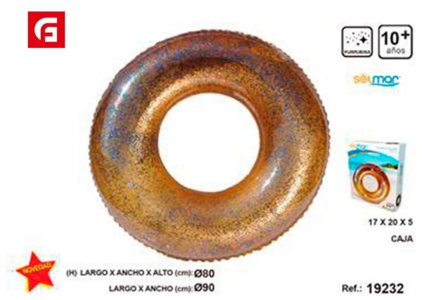 Flotador circular purpurina D90 - Diversión y estilo