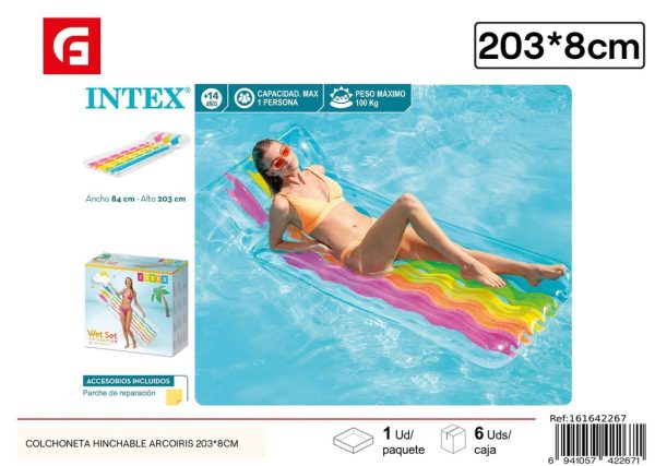 Flotador colchoneta hinchable arcoíris 203*8 cm - Diversión colorida