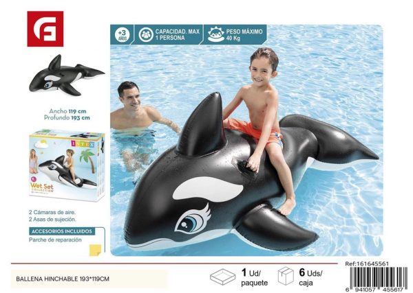 Flotador hinchable ballena 193*119 cm - Diversión en la piscina