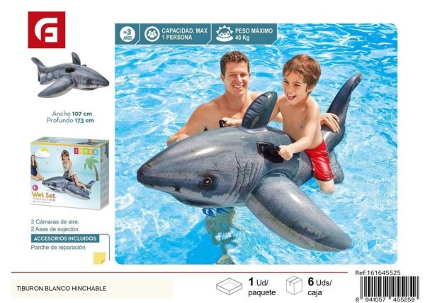 Flotador hinchable tiburón blanco - Accesorios para el verano