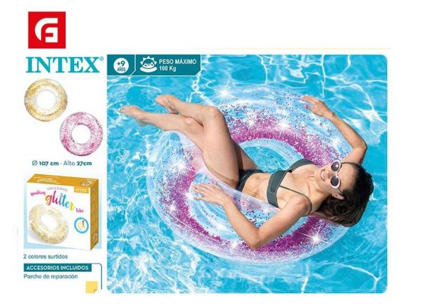 Flotador rueda transparente glitter +9 años - Glamour en la piscina