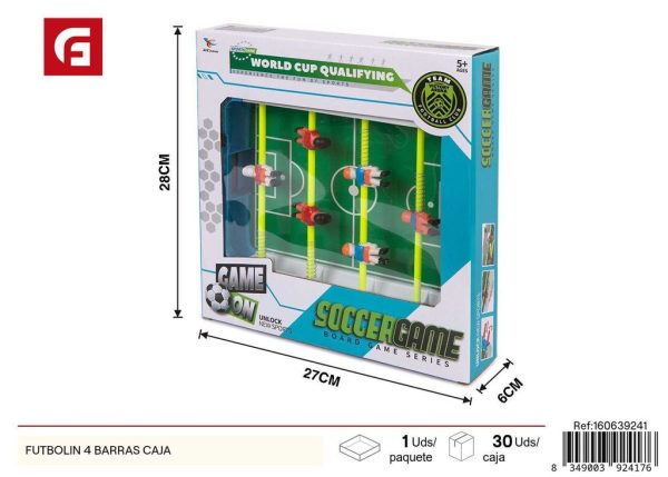 Futbolín de juguete con 4 barras en caja - Juguete de mesa para competencias