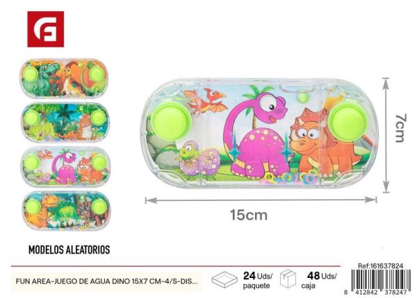 Juego de agua dinosaurio 15x7 cm 4 modelos 24 unidades FUN AREA - Juguetes de verano