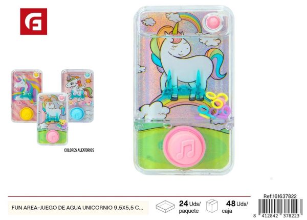 Juego de agua unicornio 9.5x5.5 cm 3 modelos 24 unidades FUN AREA - Juguetes para la playa