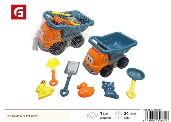 Juego de playa - Red camión con 6 piezas - Accesorios para la diversión veraniega