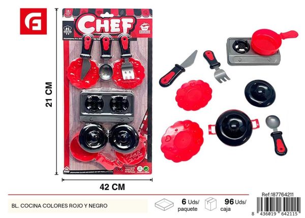 Juguete de cocina en colores rojo y negro - Juguetes de cocina