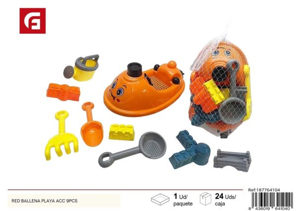 Juguete de playa - Red ballena con 9 accesorios - Diversión bajo el sol