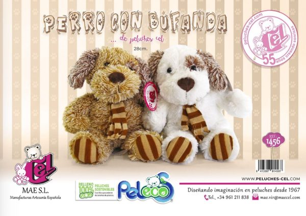 Juguete infantil - Perro con bufanda 28 cm (2 colores)