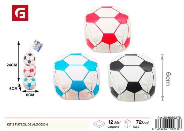 Kit de 3 pelotas de fútbol de algodón - Juguetes para mascotas y diversión