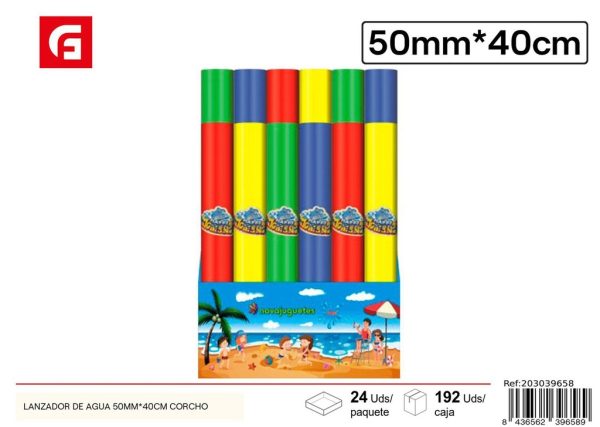 Lanzador de agua 50mm*40cm de corcho - Juguete de verano para la playa