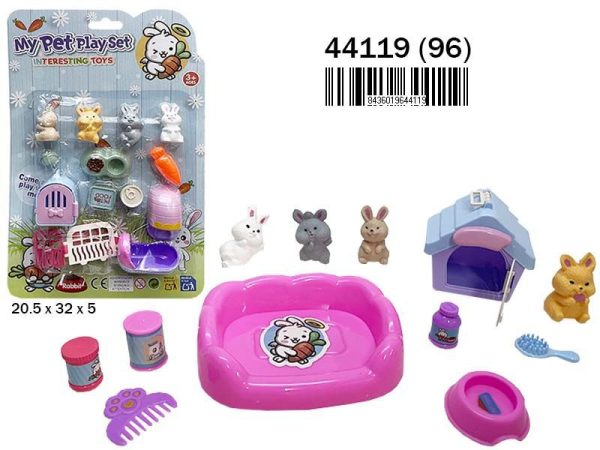 Mascotas conejos con accesorios (24)(96) - Juguete de peluche en blister