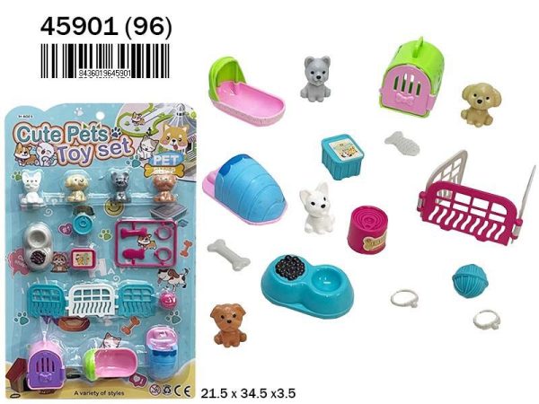 Mascotas perros con accesorios (24)(96) - Juguete de peluche en blister