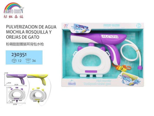 Mochila pulverizadora de agua con diseño de donut y orejas de gato