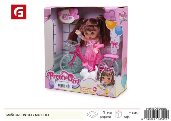 Muñeca con bicicleta y mascota - Juguetes educativos para niños