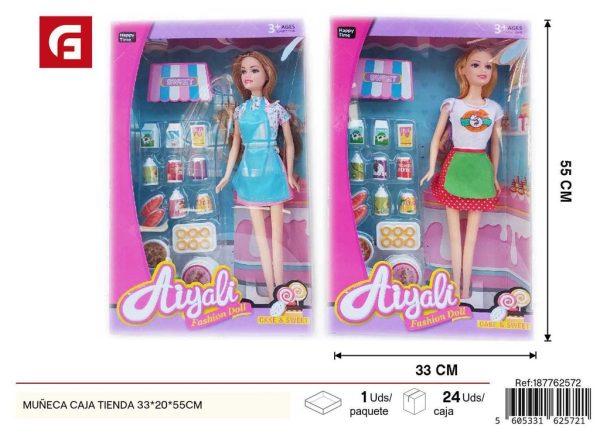 Muñeca en caja tienda 33*20*55 cm - Juguete ideal para juegos de tiendas