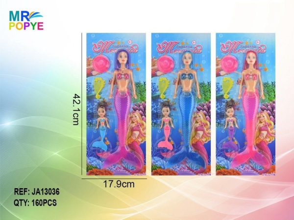 Muñeca sirena con luz 13.5 pulgadas + 6 pulgadas de sirena - Línea de muñecas