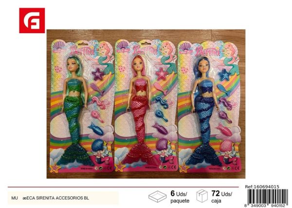Muñeca sirenita con accesorios - Juguete imaginativo para juegos de fantasía