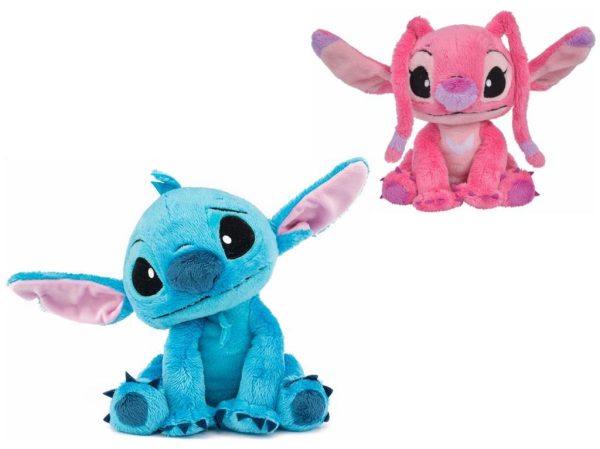 Muñeco de peluche Stitch, Angel y Leroy 20 cm en exhibición - Juguetes de Disney