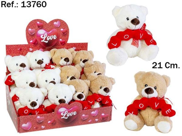 Osito 4 Corazones Love 21 cm en exhibición - Regalos de San Valentín