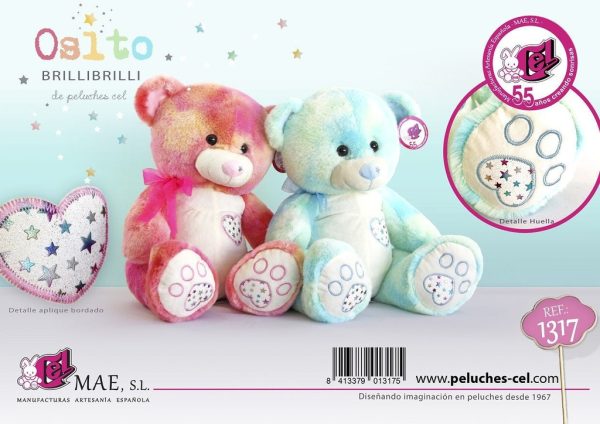 Osito estrella 45 cm 2 col - Peluche clásico