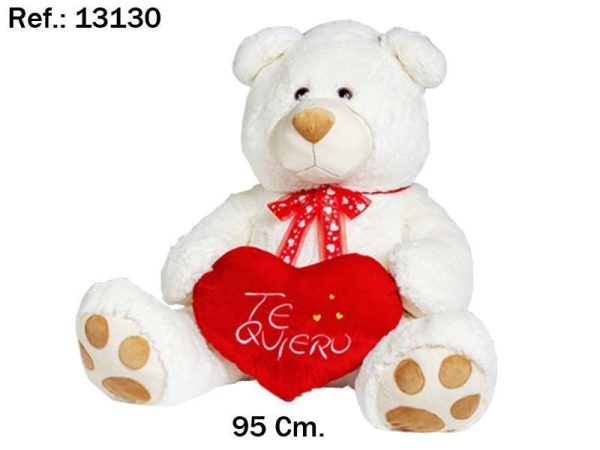 Oso Blanco Corazón Te Quiero 95 cm - Regalos de San Valentín