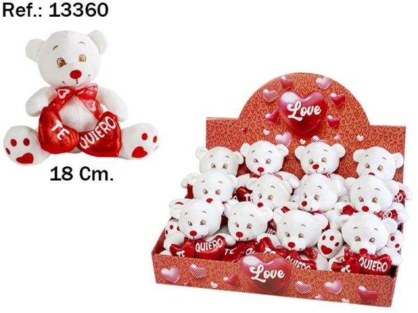 Oso con 2 Corazones Te Quiero 18 cm en exhibición - Productos de San Valentín
