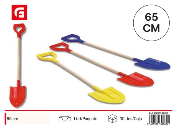 Pala de playa 65 cm palo de madera - Juguetes de arena y juegos al aire libre