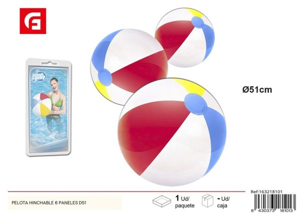 Pelota hinchable 6 paneles D51 - Diversión garantizada en la playa