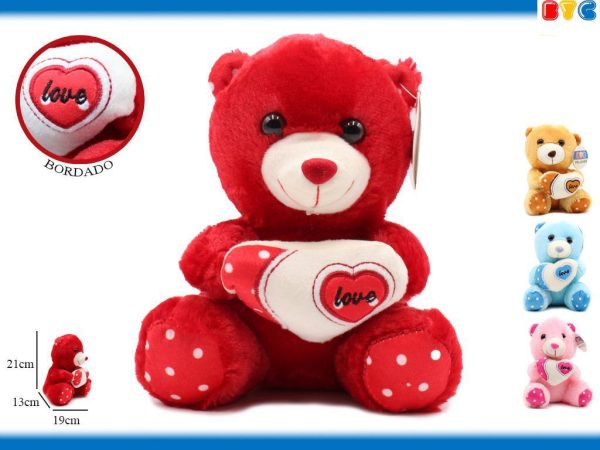 Peluche oso corazón mini 21 cm - Juguete de colección