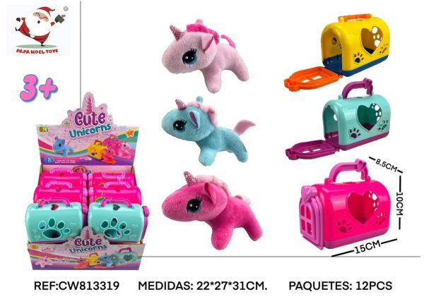 Peluche unicornio en jaula EXP.12 - Juguete suave para abrazos