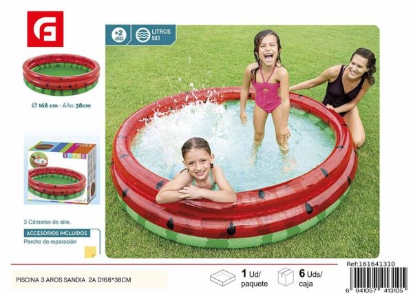 Piscina 3 aros sandía +2 años D168*38 cm - Diversión para niños